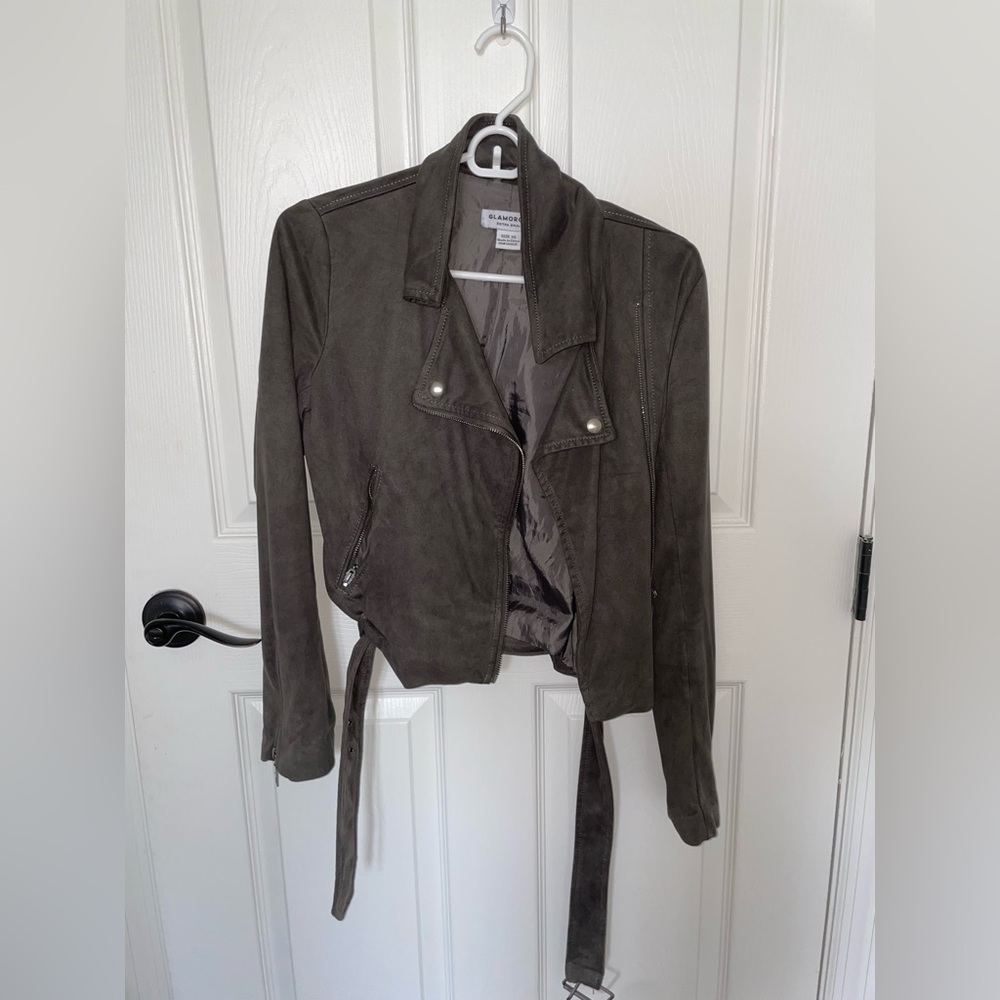 Suede jacket with belt - xs